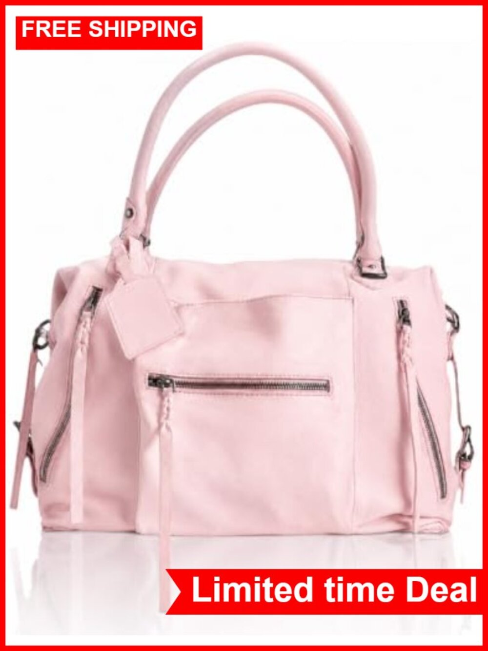Women's Large Vegan Leather Hobo Tote Bag with Zipper, Adjustable Strap, Fits